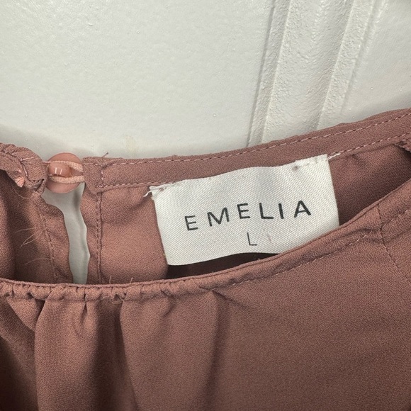 Mauve Blouse with Layered Sleeves and Ruffle Bottom by Emelia - Size Large - Picture 4 of 6